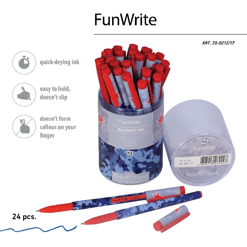 Ручка шариковая синяя BrunoVisconti FunWrite Military blue 0,5 мм. 20-0212/17