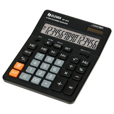 Калькулятор Eleven 16-ти разрядный, двойное питание, черный SDC-664S
