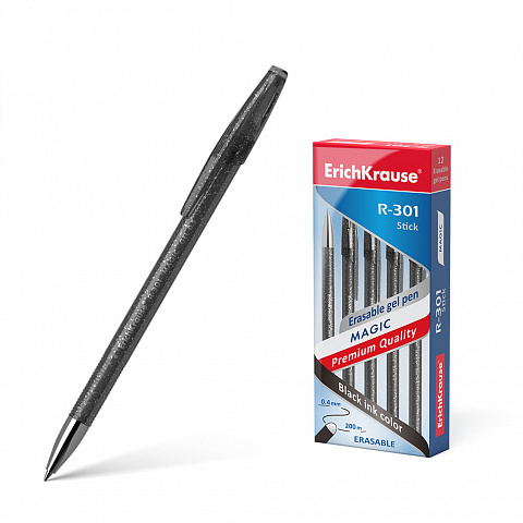 Ручка гелевая со стираемыми чернилами ErichKrause R-301 Magic Gel черная 0.5 мм. 46435