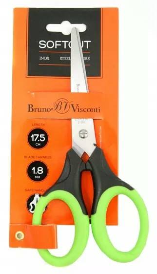 Ножницы 17,5 см. BrunoVisconti SoftCut гибкие ручки  60-0007