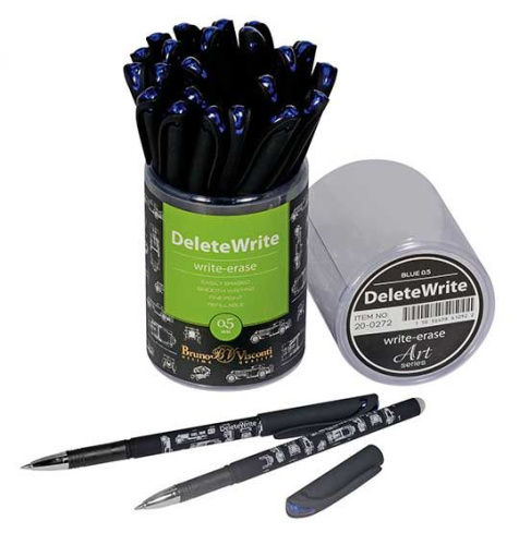 Ручка гелевая синяя пиши-стирай BrunoVisconti DeleteWrite Art 0,5 мм. Автомобили 20-0272