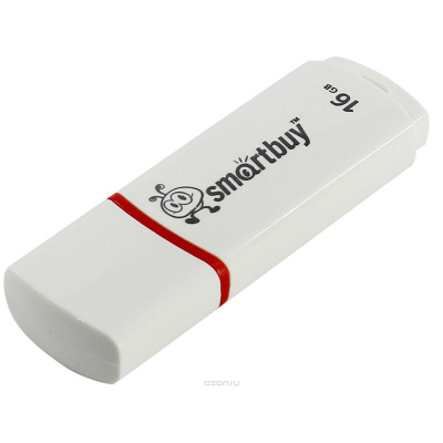 Флэш-драйв Smartbuy Crown 16GB USB 2.0 белый корпус SB16GBCRW-W