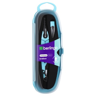 Готовальня Berlingo Instinct 2 предмета, в пластиковом пенале, аквамарин DS00002d
