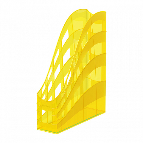 Подставка для бумаг вертикальная ErichKrause S-Wing, Neon 75мм. желтая 51511