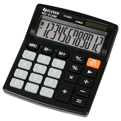 Калькулятор Eleven 12-ти разрядный, двойное питание, черный SDC-812NR