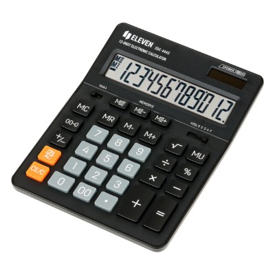 Калькулятор Eleven 12-ти разрядный, двойное питание, черный SDC-444S