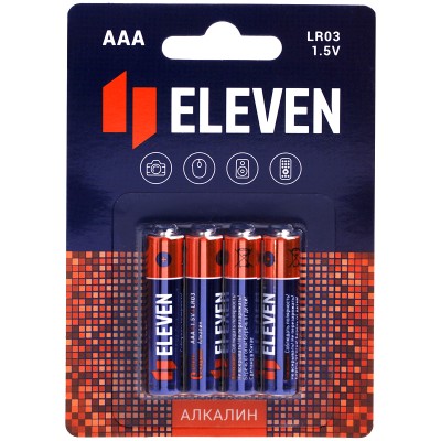 Батарейка Eleven AAA LR03 алкалиновая 1шт. 301745
