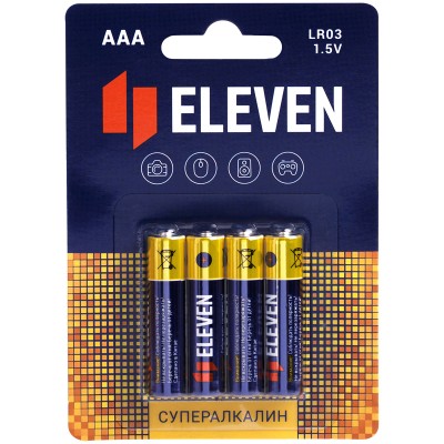 Батарейка Eleven Super AAA LR03 алкалиновая 1шт. 301754