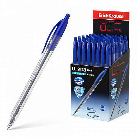 Ручка автомат. шариковая ErichKrause U-208 Classic Matic Ultra Glide Technology синяя 1мм. 47570
