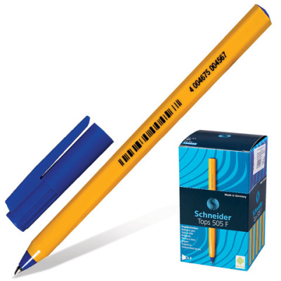 Ручка шариковая Schneider Tops 505 F синяя 0,8 мм. корпус оранжевый 150503