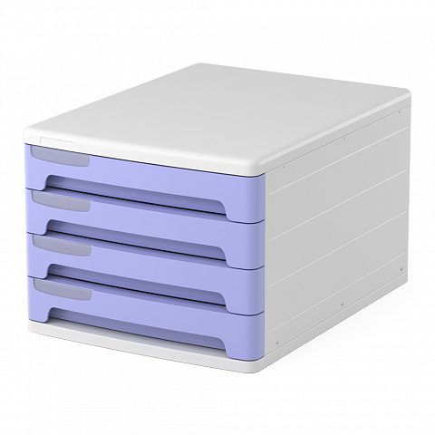 Файл-кабинет ErichKrause Pastel 4-секционный пластиковый, белый с фиолетовыми ящиками. 55872