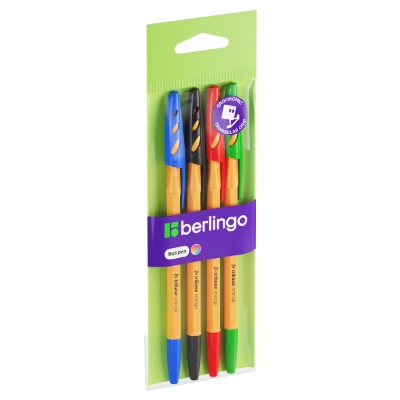 Ручки шариковые 4шт. Berlingo Tribase orange 4цв. 0,7мм. блистерная упаковка 70104