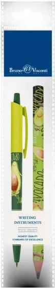 Набор: ручка шариковая автомат. BrunoVisconti и карандаш ч/г BrunoVisconti "Avocado" 20-0241/61-21