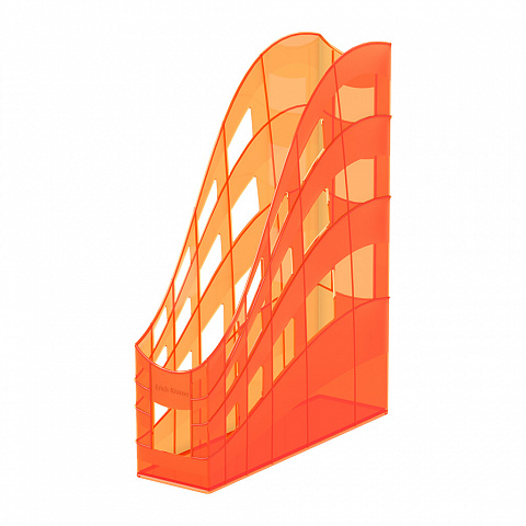 Подставка для бумаг вертикальная ErichKrause S-Wing, Neon 75мм. оранжевая 51512