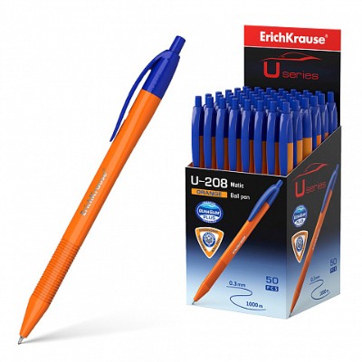 Ручка автомат. шариковая ErichKrause U-208 Orange Matic Ultra Glide Technology синяя 1мм. 47587