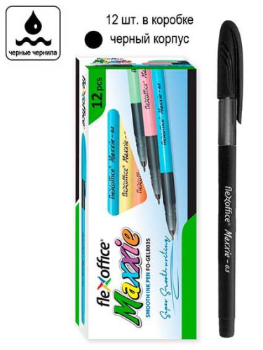Ручка шариковая масляная Flexoffice Maxxie черная 0,5мм. цвет корпуса черный FO-GELB035 Black