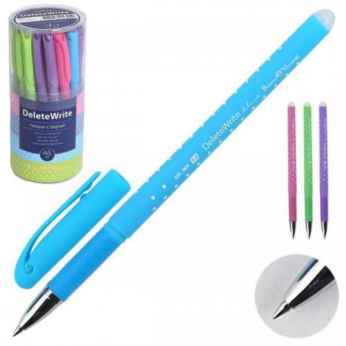 Ручка гелевая синяя пиши-стирай BrunoVisconti DeleteWrite Art 0,5 мм. Горошек 20-0203
