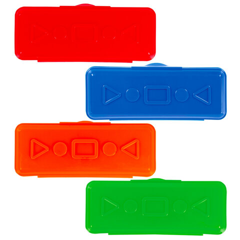 Пенал пластиковый Пифагор непрозрачный ассорти 4 цвета 228114