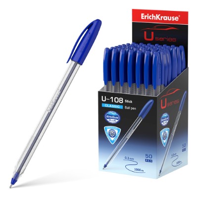 Ручка шариковая ErichKrause U-108 Classic Stick Ultra Glide Technology синяя 1 мм. 47564