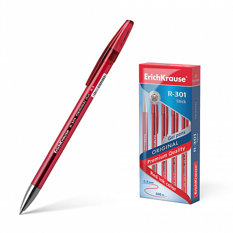 Ручка гелевая ErichKrause R-301 Original Gel красная 0,5мм. 42722