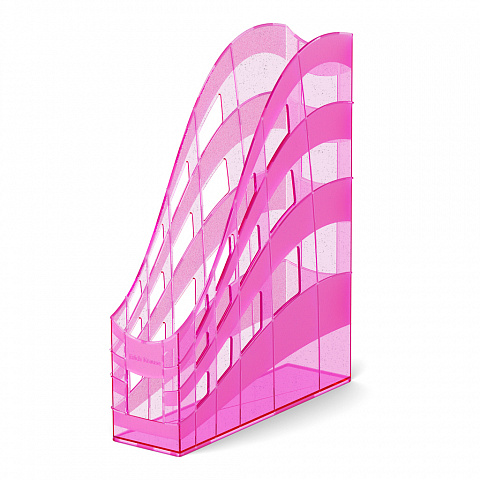 Подставка для бумаг вертикальная ErichKrause S-Wing, Glitter 75мм. розовая 55586