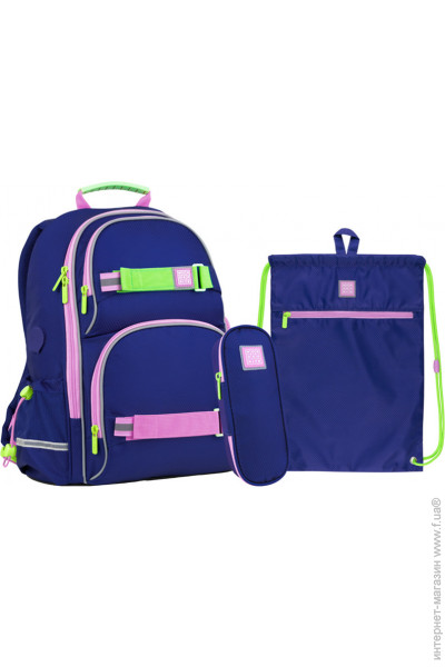 Рюкзак Кайт + пенал + сумка для обуви Фиолетовый SET WK21-702M-3