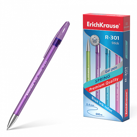 Ручка гелевая ErichKrause R-301 Spring Gel Stick 0.5 мм черная 53349