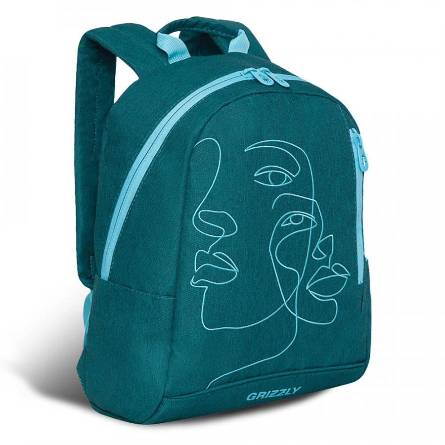 Рюкзак школьный Grizzly 32*45*13 см. изумрудный RD-047-1