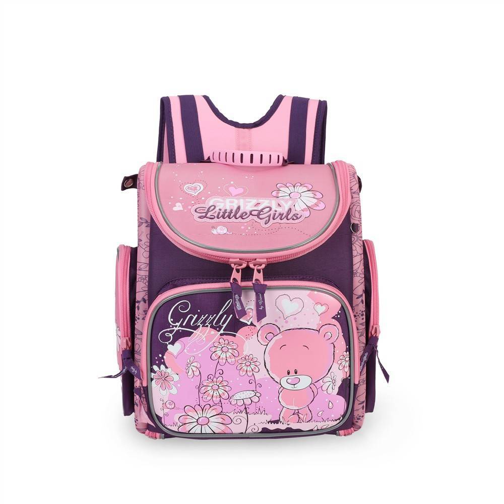 Рюкзак школьный жесткий Grizzly 34*37*18 см.1 фиолетовый-розовый RA-971-8