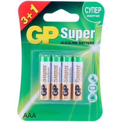 Батарейка GP Super AAA(LR03,24A) алкалиновые, мизинчиковые GP24A-B30 1шт. 