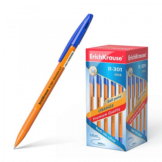 Ручка шариковая ErichKrause R-301 Orange Stik синяя 0.7 мм. 43194