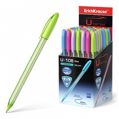 Ручка шариковая ErichKrause U-108 Spring Stick Ultra Glide Technology синяя 1мм. 58108
