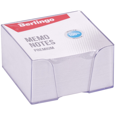 Блок для записи 90х90х45 мм. Berlingo Premium в пластиковом боксе, белый 8607