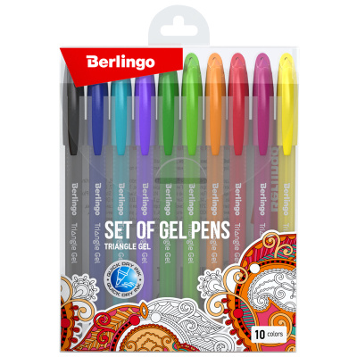 Ручки гелевые 10 цветов Berlingo Triangle Gel 20210