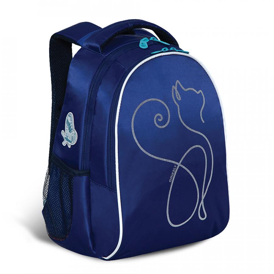 Рюкзак школьный Grizzly 27*37*17 см. темно-синий RG-168-3