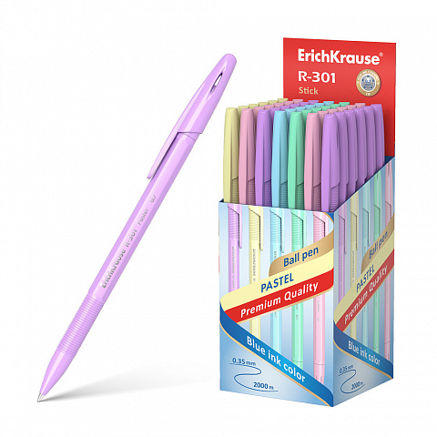 Ручка шариковая ErichKrause R-301 Pastel Stick синяя 0.7 мм. 55387