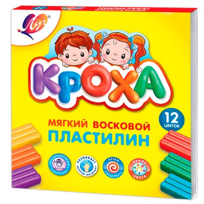 Пластилин восковой 12цв. 198гр. Луч Кроха со стеком 23С 1484-08