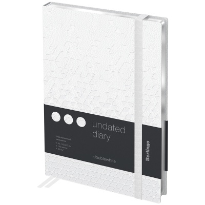 Ежедневник А5 136л. недатированный Berlingo DoubleWhite кожзам белый, серебряный срез 97501