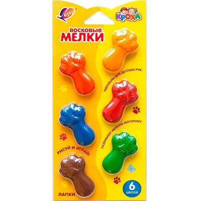 Мелки восковые 6цв. Луч Кроха. Лапки (фигурные) 34С 2254-08