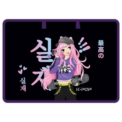 Папка для чертежей и рисунков А3 ArtSpace Girl PWR пластиковая, на молнии 61554