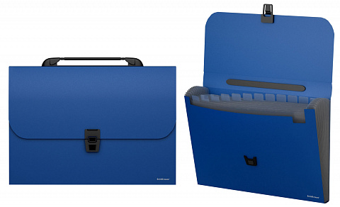 Портфель пластиковый А4 ErichKrause Matt Classic, с 13 отделениями синий 50438