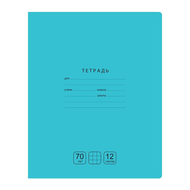 Тетрадь 12л. клетка BG Отличная, бирюзовая Т5ск12 11755