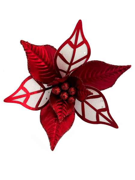 Новогоднее ёлочное украшение Красный цветок из полиэстера 21х21х13см 92435 Феникс-Презент