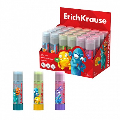 Клеящий карандаш 15гр. ErichKrause EasyStick Jolly Friends цветной 60911