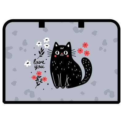 Папка с ручками А4 ArtSpace Black Cat with Flowers, пластик, на молнии, 1 отделение 15070002