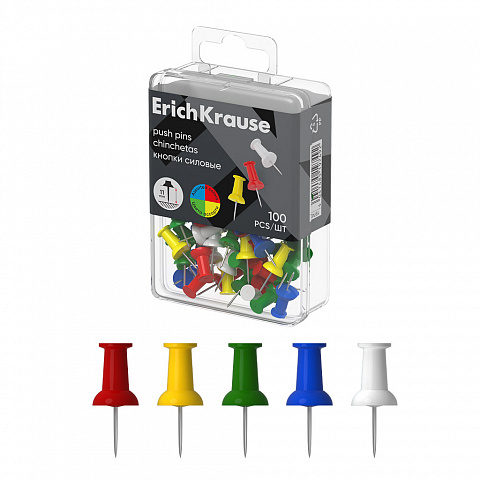 Кнопки силовые в пластик. коробочке 100 шт. ErichKrause. 19749