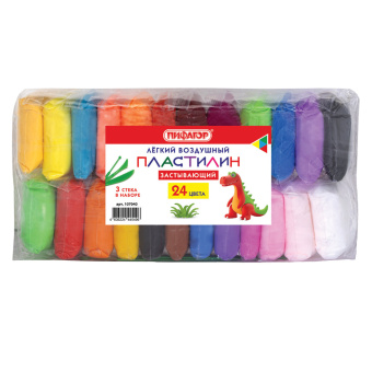 Легкий пластилин для лепки 24цв. Пифагор 240г. 107040
