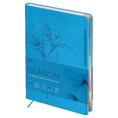 Ежедневник А6+ 80л. датированный 2026г. BG Season. Crocus кожзам, голубой 66081