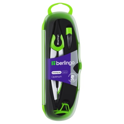Готовальня Berlingo Optimum 3 предмета пластиковый зеленый футляр. DS_00303b