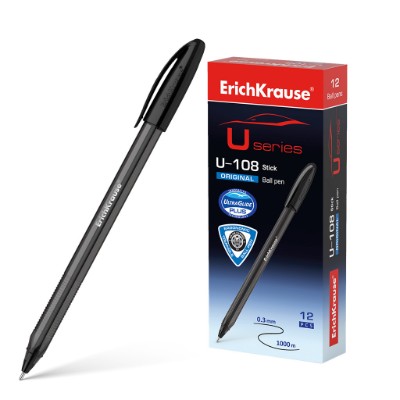 Ручка шариковая ErichKrause U-108 Original Stick U-series черная 1 мм. 53739